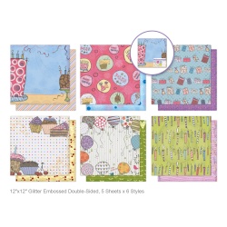 Cardstock: 12x12" Glitter Embossed Dble-Sided 5eax6styles Happy Birthday"