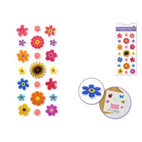 Handmade Sticker: 3d Resin Themed Elements A) Flower Medley
