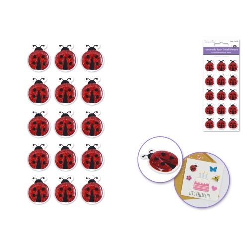 Handmade Sticker: 3d Resin Themed Elements D) Ladybugs