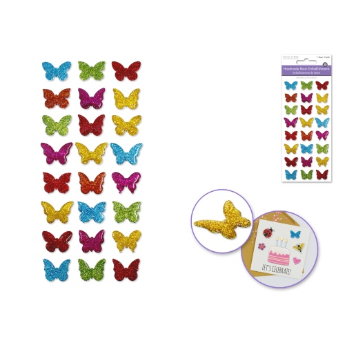 Handmade Sticker: 3d Resin Themed Elements F) Butterfly Bling