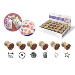 Wooden Rubber Stamps: Ergonomic Handle 1.1 Stamp 4eax6styles B) Adornments"