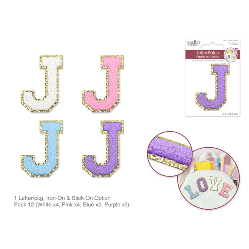 2.5 Iron-On Letter/Sticker Patch 3D Chenille J