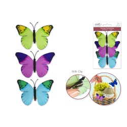 3.5+2.4" Printed Butterflies 3pc W/gator Clip A) Pastel"
