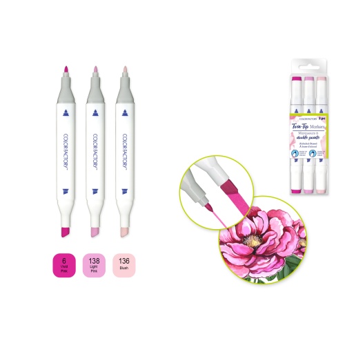 Alcohol Based Twin Markers Fine+Chisel Tips 3pk A) Blush