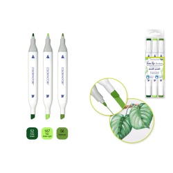 Alcohol Based Twin Markers Fine+Chisel Tips 3pk E) Verdi