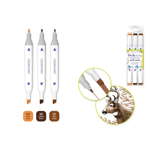 Alcohol Based Twin Markers Fine+Chisel Tips 3pk G) Earth