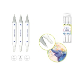 Alcohol Based Twin Markers Fine+Chisel Tips 3pk H) Clear Blender