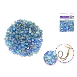 Aqua Glass Beads: 4mm-6mm Mix Luster Polish 30g A) Aqua