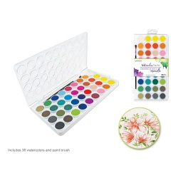 Artist Watercolor Pan Set 36pc w/Brush