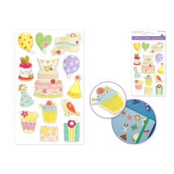 Birthday Paper Craft Sticker: 3.9x6.3" 3D Foil Soft-Touch Themed G) Birthday"