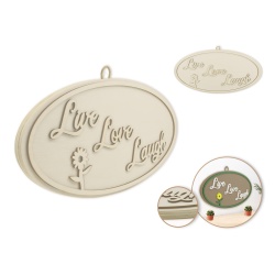 C - Live Love Laugh 12 DIY Oval Wall Sign Plaque 3D w/Jute Hanger"