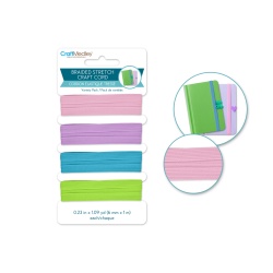 Craft Medley: 6mm X 4m Braided Stretch Craft Cord (4x1m) A) Pastel Blend