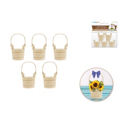 Craftwood: Mini Well Bucket 5pk 0.9x0.9" Routered w/Jute"