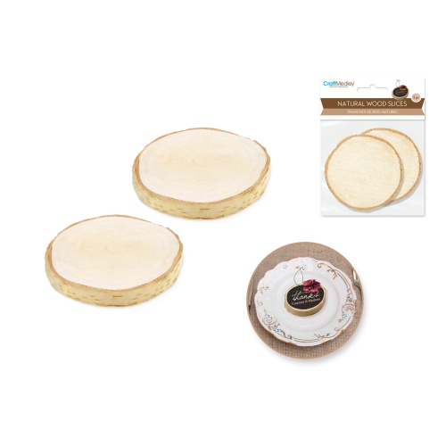 Craftwood: Natural Birch Slices 2pk 6cm.-7cm.