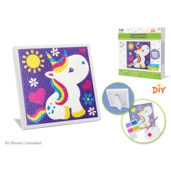 Diamond Painting 5.7x5.7" Framed DIY Canvas Kit w/Stand C) Unicorn"