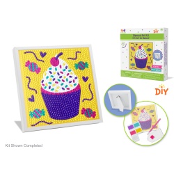 Diamond Painting 5.7x5.7" Framed DIY Canvas Kit w/Stand D) Cupcake"