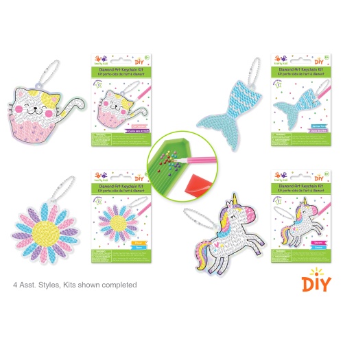 Diamond Painting DIY Keychain Kit Asst 12eax4styles B) Fantasy Frolic