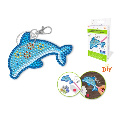 Diamond Painting DIY Keychain Kit B) Dolphin