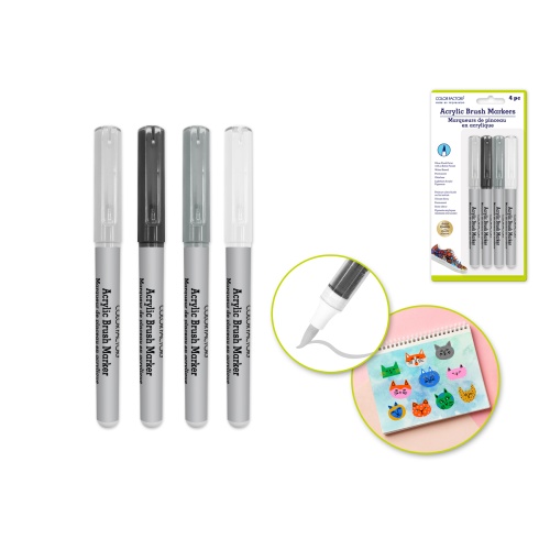 F) Classic 2g Straight Liquid Acrylic Paint Brush Markers 4pk F) Classic