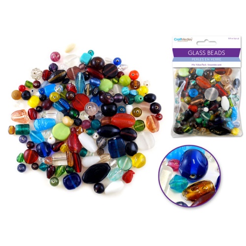 Glass Beads 250g. Bulk Mix