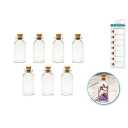 Glass Bottles: Mini Containers w/Cork Lid x7 5ml