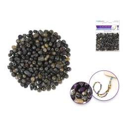 Graphite Glass Beads: 4mm-6mm Mix Luster Polish 30g E) Graphite