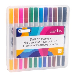 Markers 12-pc Dual-Tip clear PVC box w/insert sticker T4C