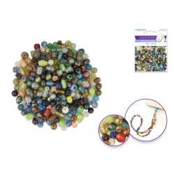Multi-mix Glass Beads: 4mm-6mm Mix Luster Polish 30g F) Multi-mix