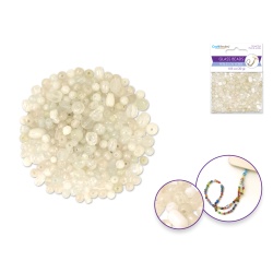 Oyster Glass Beads: 4mm-6mm Mix Luster Polish 30g B) Oyster