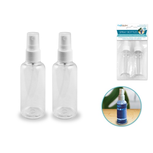Plastic Bottles 2.6oz.Pump-spray,Refillable Screw top 2pk.