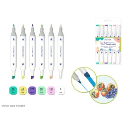 Water-Based Twin Markers Fine+Broad Tips 6pk B) Pastels
