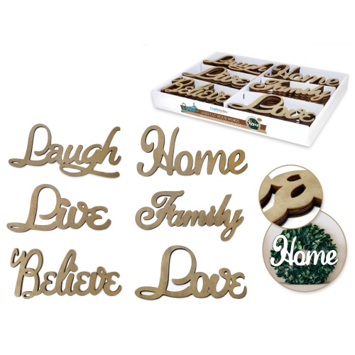 Wood Craft: 17x8cm DIY Laser-Cut Words in PDQ 8eax6styles