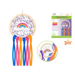 Wooden Dream Catcher Kit DIY W/Ribbon Tails A) Rainbow