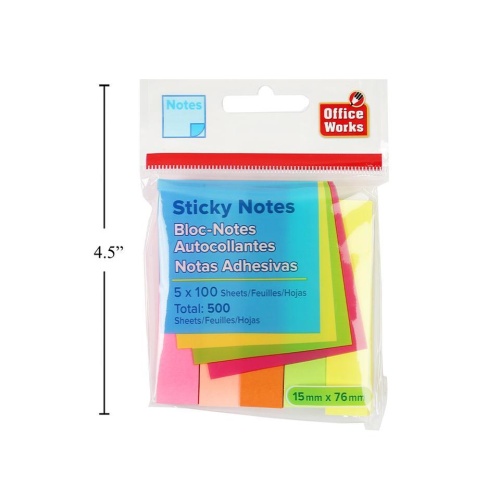ADHESIVE MEMO 100 SHEET 5-PACK, 76x15mm DESK TECH