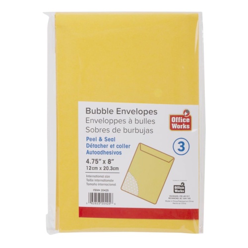 Envelopes with bubble packing 3 pack 4.75x8 inch 12x20.3cm
