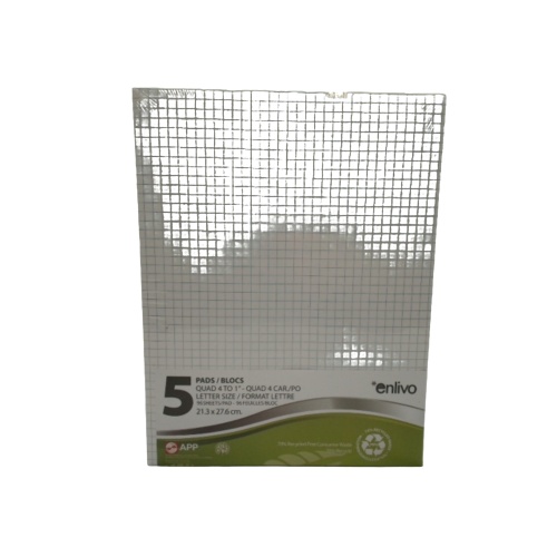 Figuring Pad Quad 4 To 1 Letter Size 5pk. Enlivo (or $1.49ea)