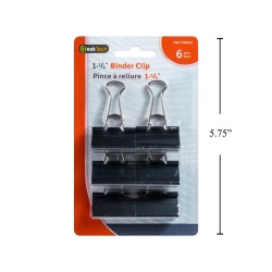 BINDER CLIP  6-PC 1.25  BLACK COL., B/C DESK TECH"