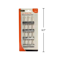 BINDER CLIP 12PC. 3/4  BLACK COL., B/C DESK TECH"
