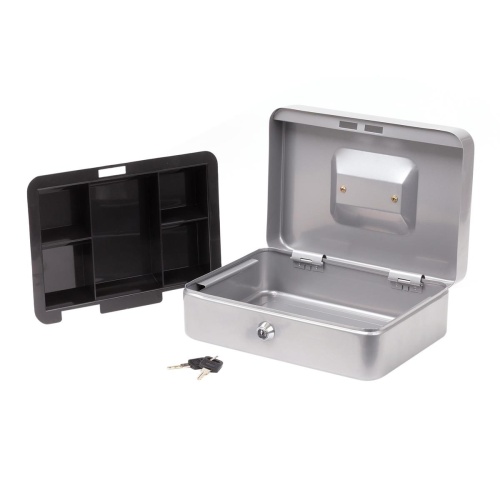 Cash Box Heavy duty grey 9.75x6.5x3 inch