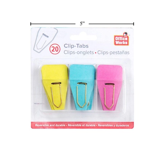 Clip Tabs 20pcs on Binder ID tab 3 Colours Office Works