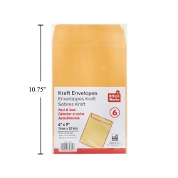 Kraft Envelope peel-n-seal 6pc 6.5 x 9.5""