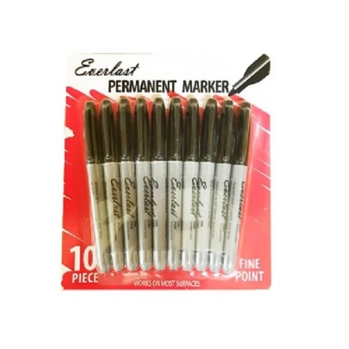 Marker 10 Pk Black Permanent Fine Point