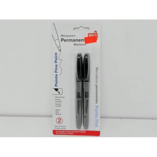 Markers 2Pk Fine Point Permanent Black color Office Works