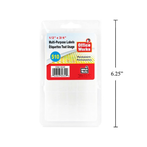 Multi-Purpose Labels, 510-pc 1/2x3/4 inch Office Works