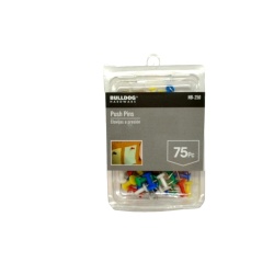 Push Pins 75pk. Assorted Colours Bulldog
