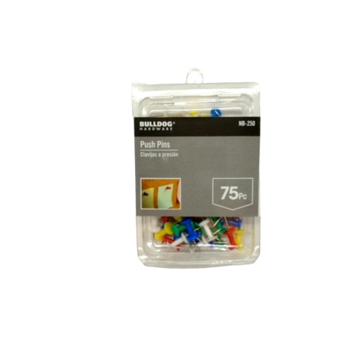 Push Pins 75pk. Assorted Colours Bulldog
