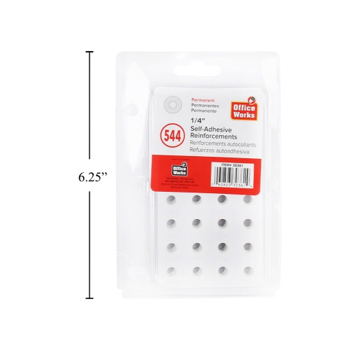 Reinforcement Labels , 544-pc. 1/4 inch White Office Works