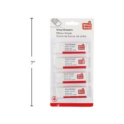 White Vinyl Eraser 4 pack office works