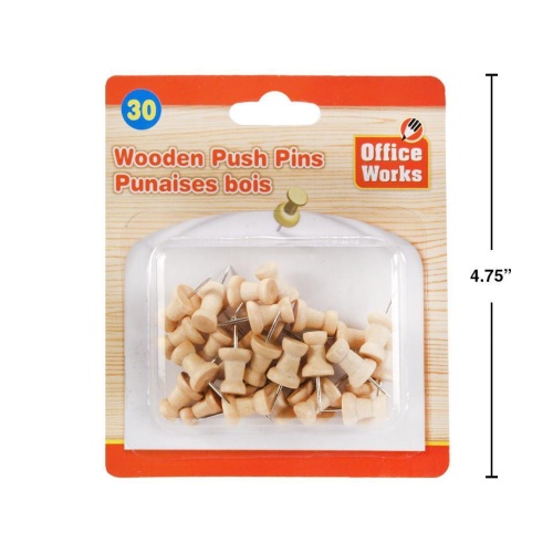 Wooden push pins 30 pack