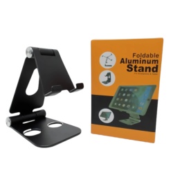 Aluminum stand for phone or tablet - black foldable